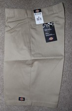 Dickies Mens 36 Loose Fit Flat Front Work Shorts Khaki Easy Care Stain Release