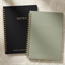 Aesthetic Spiral Notebook Set of 2 For Women and Men - Cute College black-sage