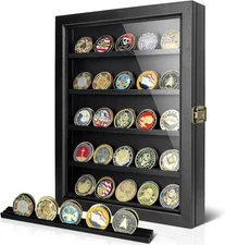 Challenge Coin Display Case, Coin Collection Display Stand for Wall Military 