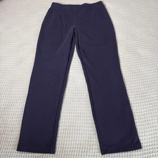 LL Bean Perfect Fit Pants Womens Medium Reg Fleece Backed Slim Leg Navy Blue