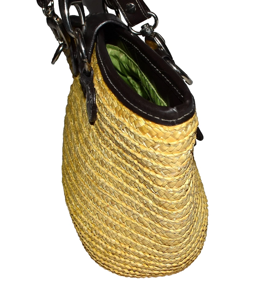 Bolsa de ombro St Johns Bay palha de trigo natural com detalhes em couro sintético marrom - Imagem 4 de 4