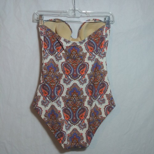 J. Crew Paisley Retro Strapless Underwire One Piece Swimsuit Size 8 - Picture 5 of 9