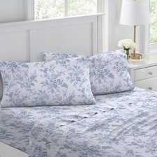 King Vanessa Blue Flannel Bed Linen Set by Laura Ashley Home 100 Cotton Soft