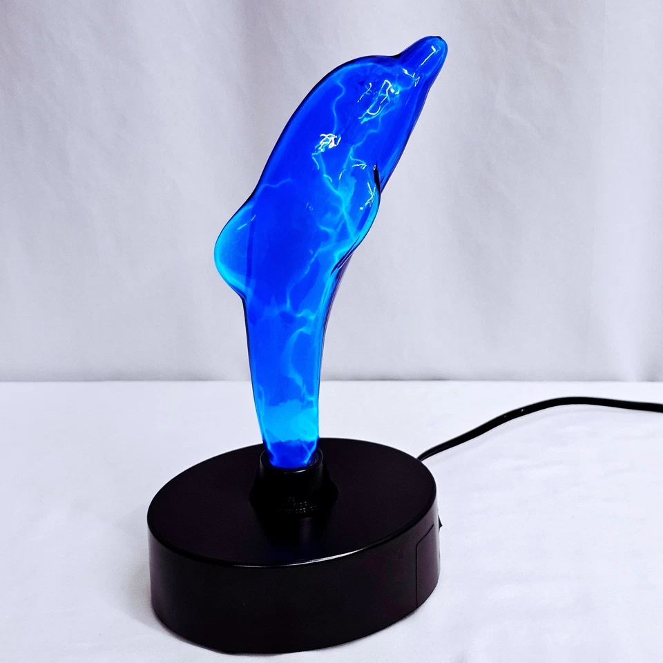 LumiSource Electroplastic Dolphin Lamp Blue Lightning Plasma Light Vintage 11.5" - Image 2 of 4