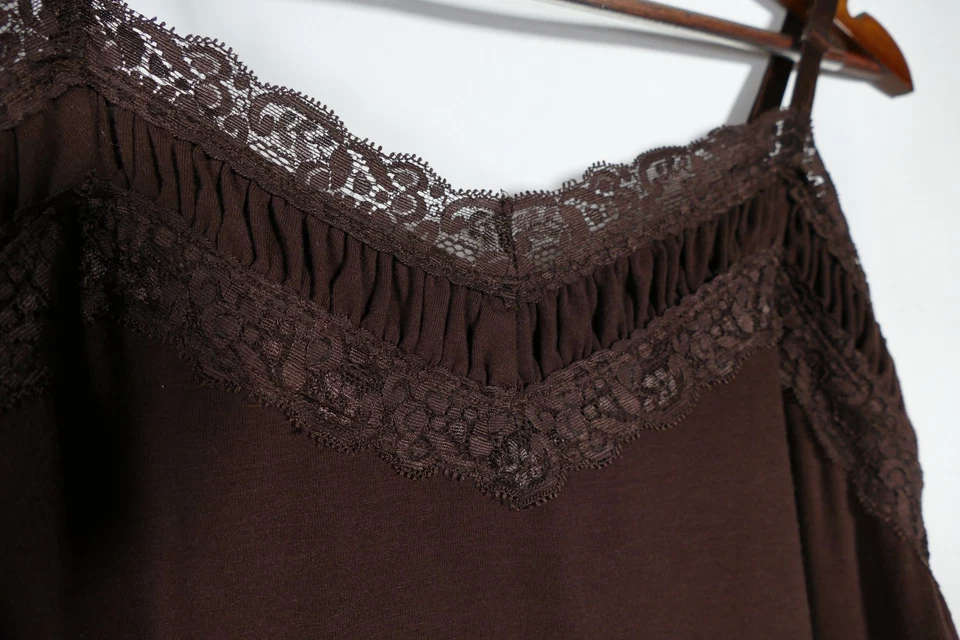 Cami con ribete de encaje acanalado Cato para mujer Y2K Cottagecore talla 18W Boho Fairy Grunge años 90 Foto 3 de 4