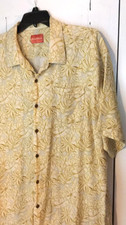 VTG Tommy Bahama Men's XL Yellow Silk Floral Short Sleeve Button Front Shirt
