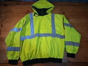 OccuNomix LUX-TJBJ High Vis 4-Way Bomber Jacket Vest Hood, Fleece Liner Size XL