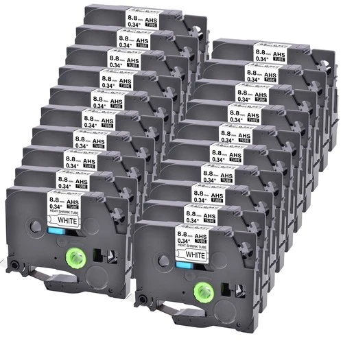 20x Compatible Brother HSe-221 Cartouche 8.8mm gaine thermorétractable blanc