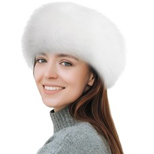Women Faux Fur Headband Elastic Fluffy Winter Earwarmer Earmuff White