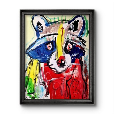 Aleph Original Art Racoon 14x11 Abstract Expressionist Original Painting Canvas