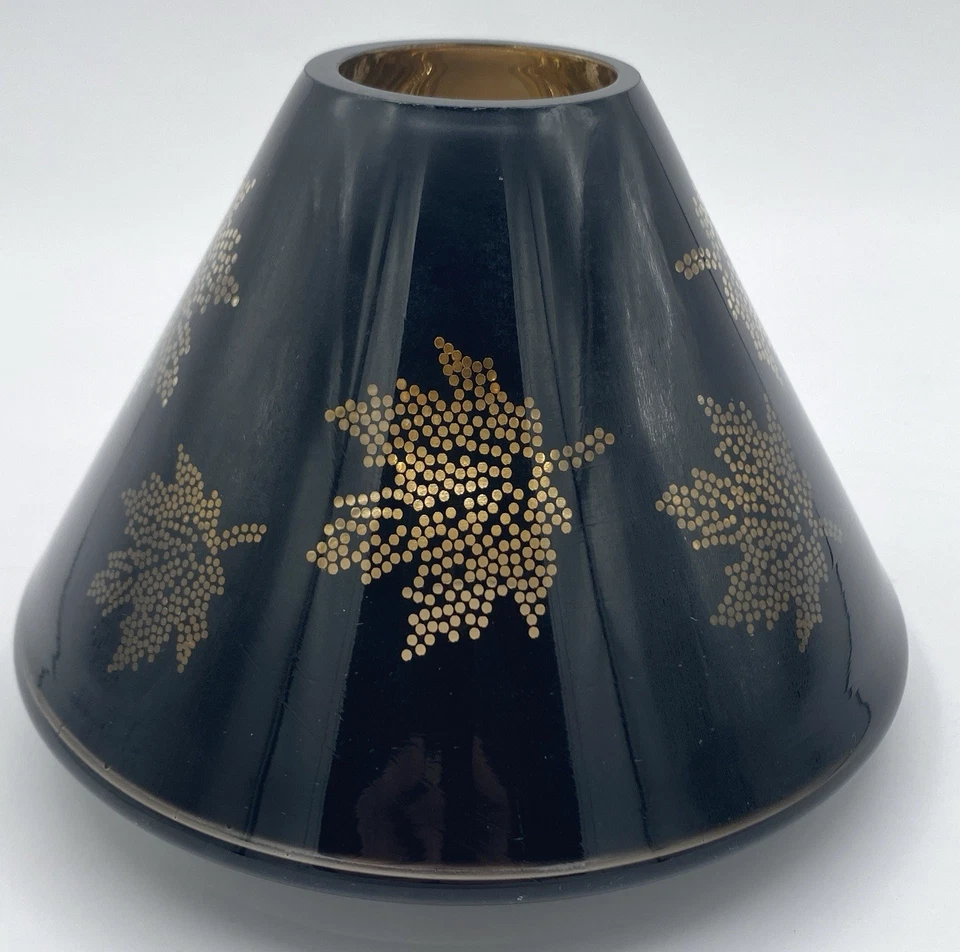 Yankee Candle Shade Topper Otoño Otoño Hojas Tarro Grande Negro Dorado Vidrio Retirado Foto 3 de 4