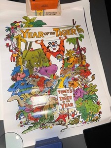 Original 1974 Tony The Tiger Cereal Poster Year of The Tiger 25x17.5 inches