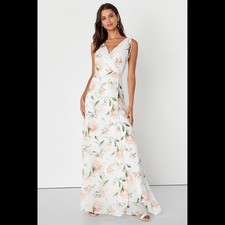 Lulu's Romantic Possibilities White Floral Print Maxi Dress