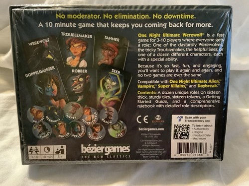 One Night Ultimate Werewolf NEW Sealed Fast Fun Game 3-10 Players Bezier - Picture 3 of 5
