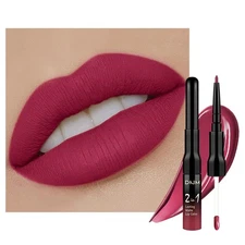 evpct 1Pcs Deep Cranberry Red Matte Lip Liner and Liquid Lipstick Stain Makeu...
