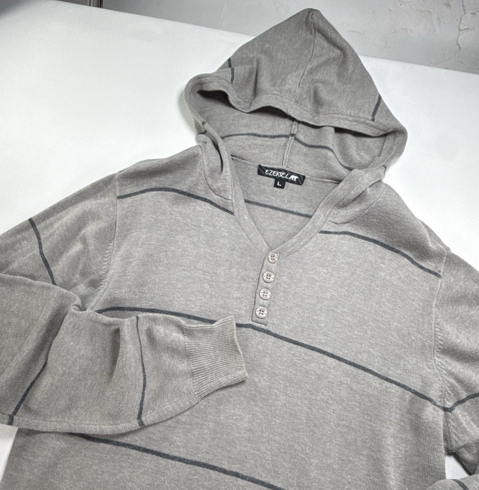 Sudadera con Capucha Ezekial Vintage Años 90 Y2K Para Hombre Grande Gris Mezcla de Algodón Surf Patín Tejido Foto 3 de 4