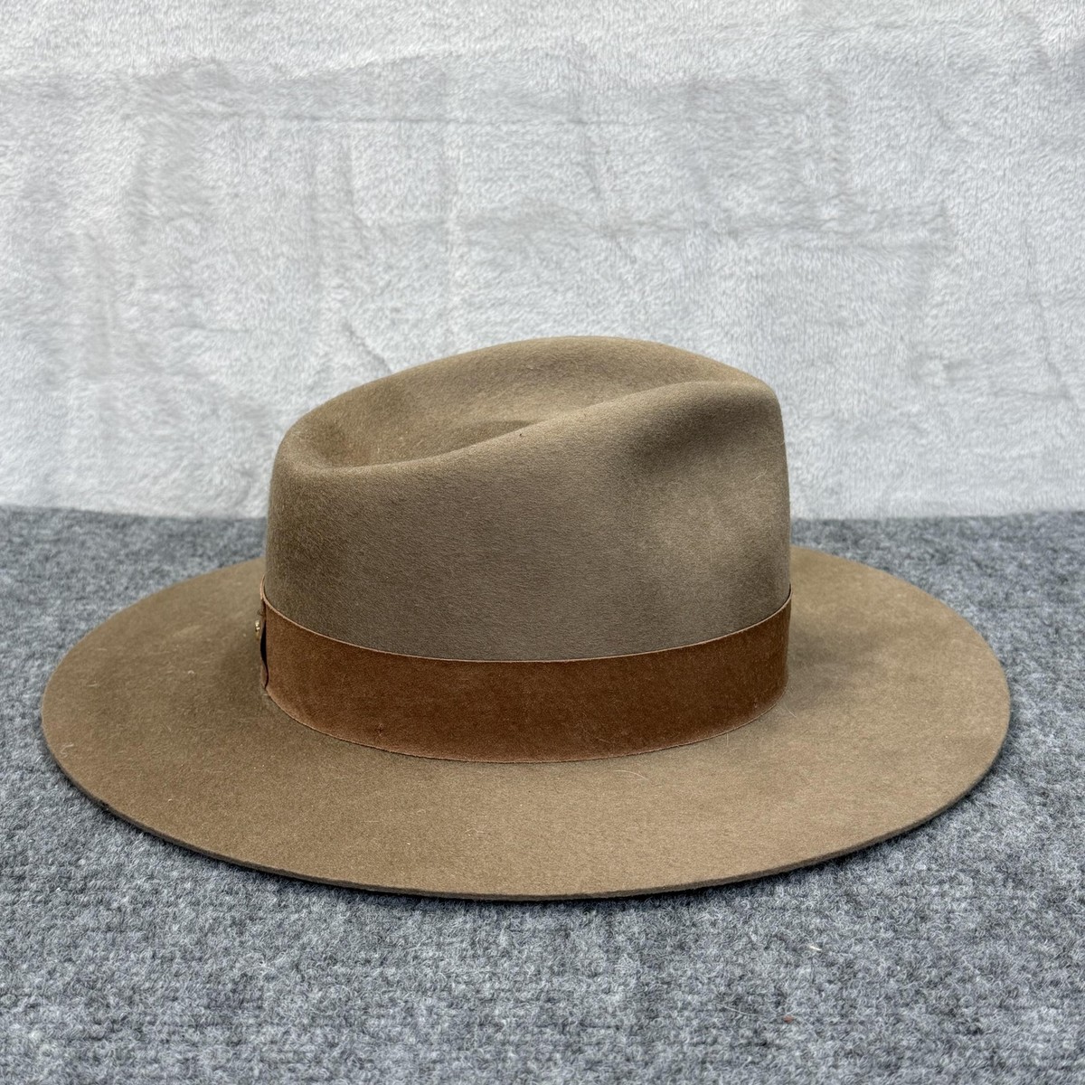 Janessa Leone Wool Hat Fedora Womens L Brown Wide Brim Suede 