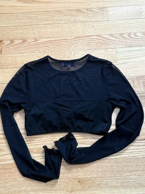 Edikted Black Night Out Fitted Ruched Crop Top Size Small EUC