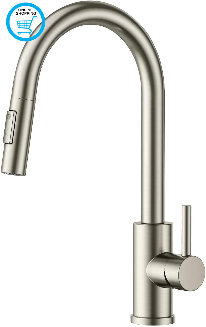 Kitchen Tap, Kitchen Sink Taps Mixer with Pull down Spray, High Arc Pout Swivels