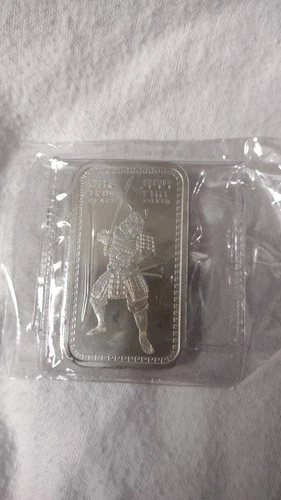 1 Troy oz Samurai Warrior BAR  .999 FINE PURE SILVER BU in CAPSULE New