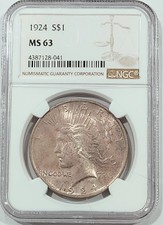 1924 Peace Dollar NGC MS63 – Light Golden Toned - Strong Luster