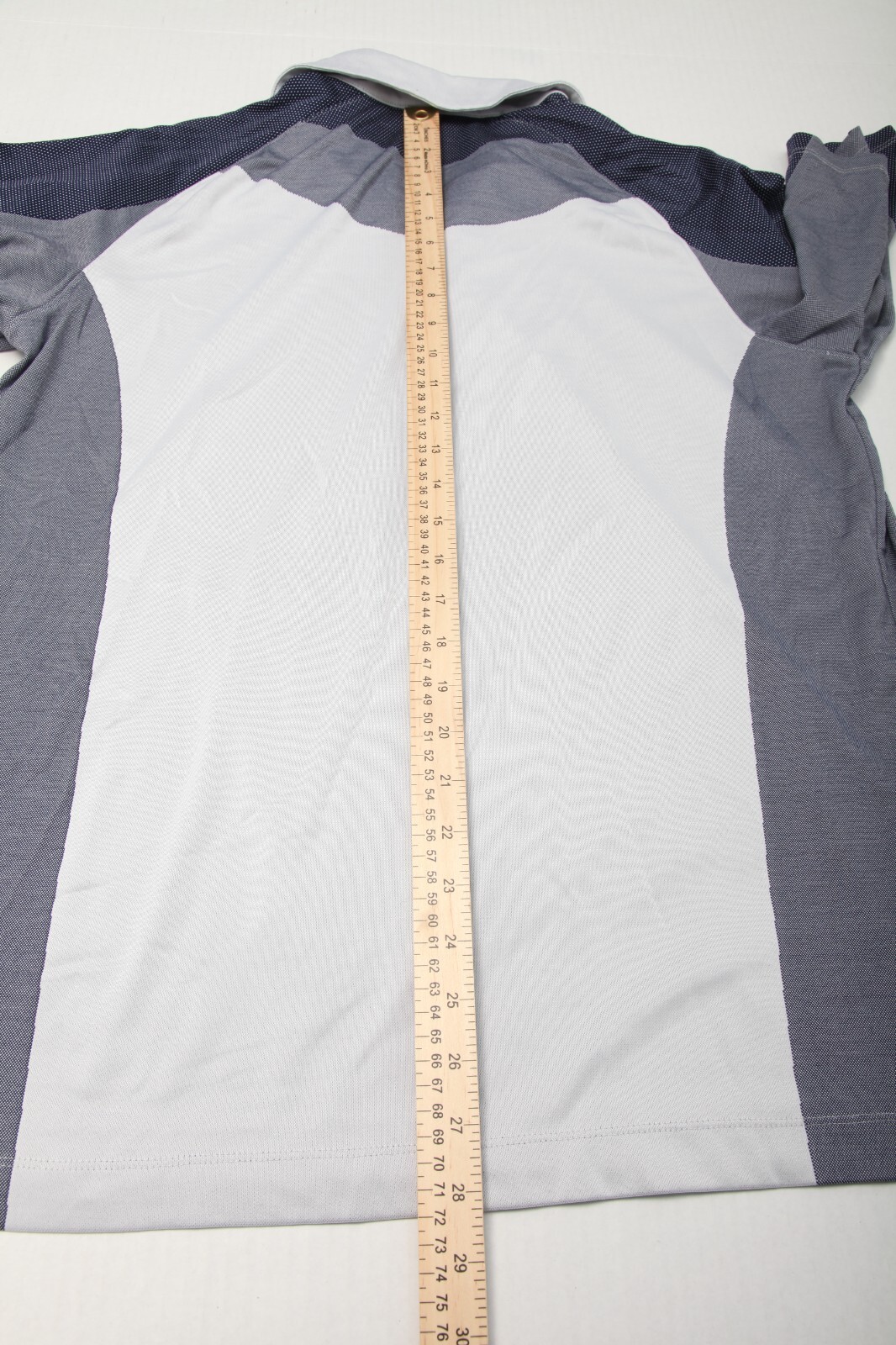 Nike Polo Shirt Mens Large Gray Blue Polk Dots Dri Fit UV No Logo Golf