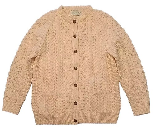 Vintage Quill's Woollen Market Ireland Hand Knit Sweater Cardigan Damen M