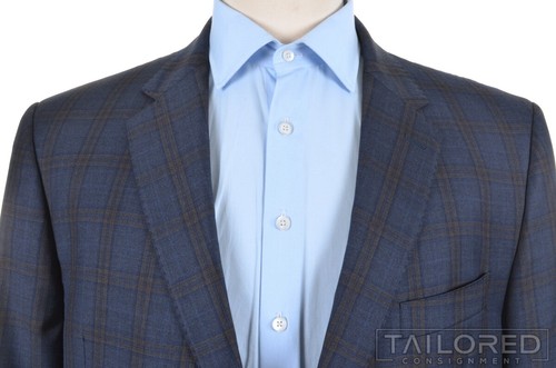 NEW - JOS. A BANK RESERVE Blue Plaid Check Wool Blazer Sport Coat Jacket - 46 R - Picture 3 of 9