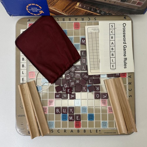Vintage Scrabble Deluxe Edition 1982 Rotating Turntable Board Game Wooden Tiles - Picture 2 of 8
