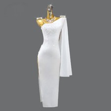 White Latin Dance Dress Ballroom Girls Practice Wear Line Suit Costume Bodycon