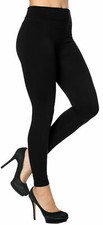Womens Leggings Ladies FLEECE LINED Black Tummy Control High Waist Size NEW