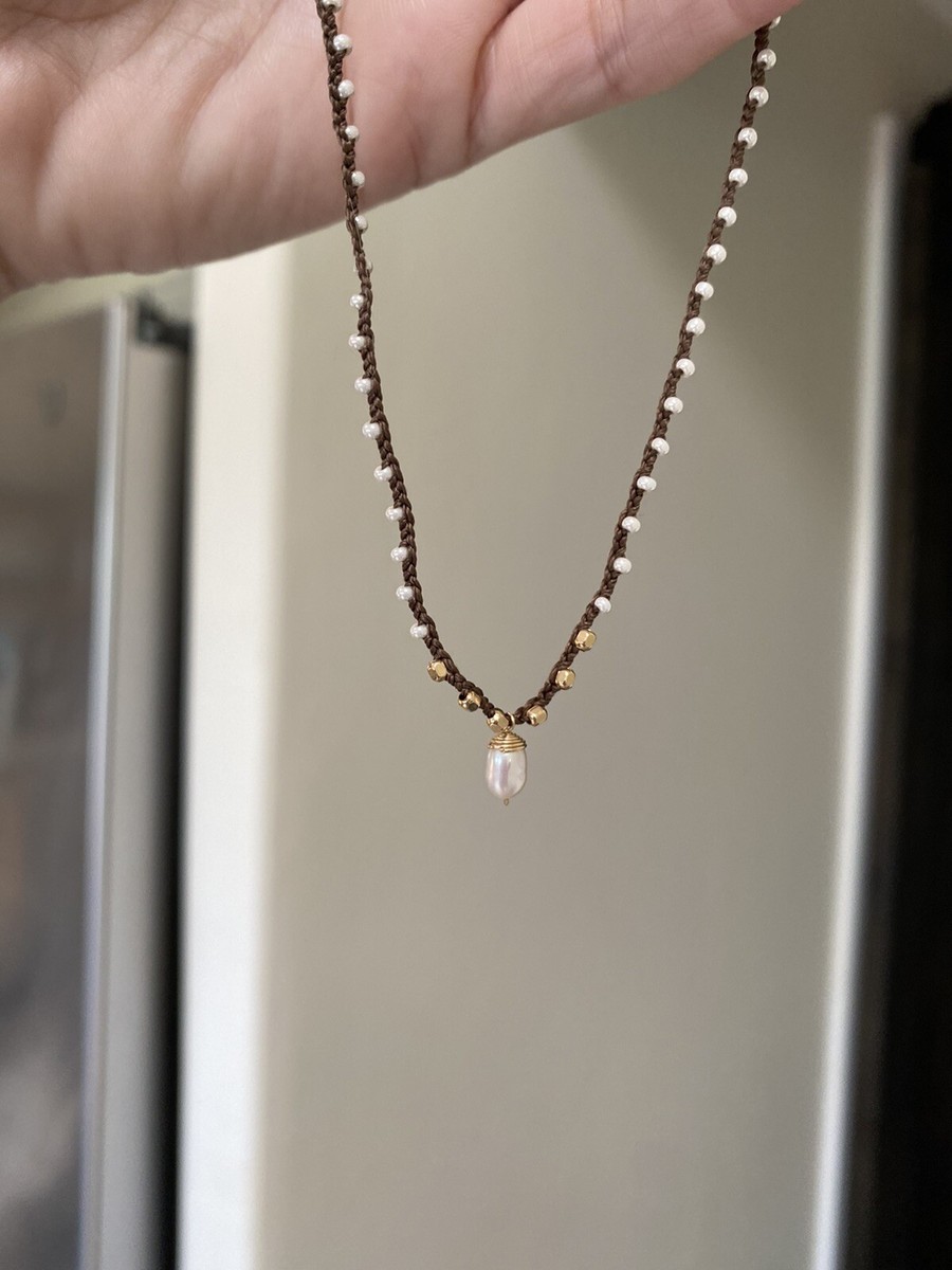 Freshwater Pearl Crystal Gold Filled Necklace Silk Tahitian