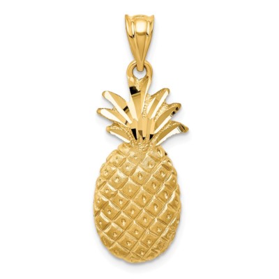 14K Gelbgold Ananas Charm Anhänger 1,22 Zoll