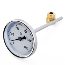 Rauchgas Abgas Thermometer Heizung Rohr 500°C Bimetall Zeiger Ofen Brenner 150mm