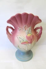 HULL Art Pottery MAGNOLIA VASE- #12-6 1/2" - Pink, Yellow & Blue
