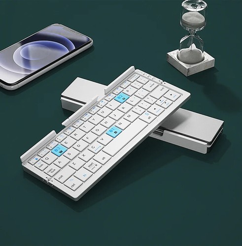 Mini Folding Bluetooth Keyboard Wireless Keypad Support3 Devices With Stand - Picture 8 of 23