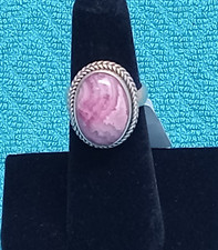 Pink Rhodochrosite Gemtone 925 Stainless Steel Ring Size 5 0028