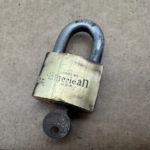 American 60 Series Padlock 2-7/8" L Shackle Brass Body USA Made With Key