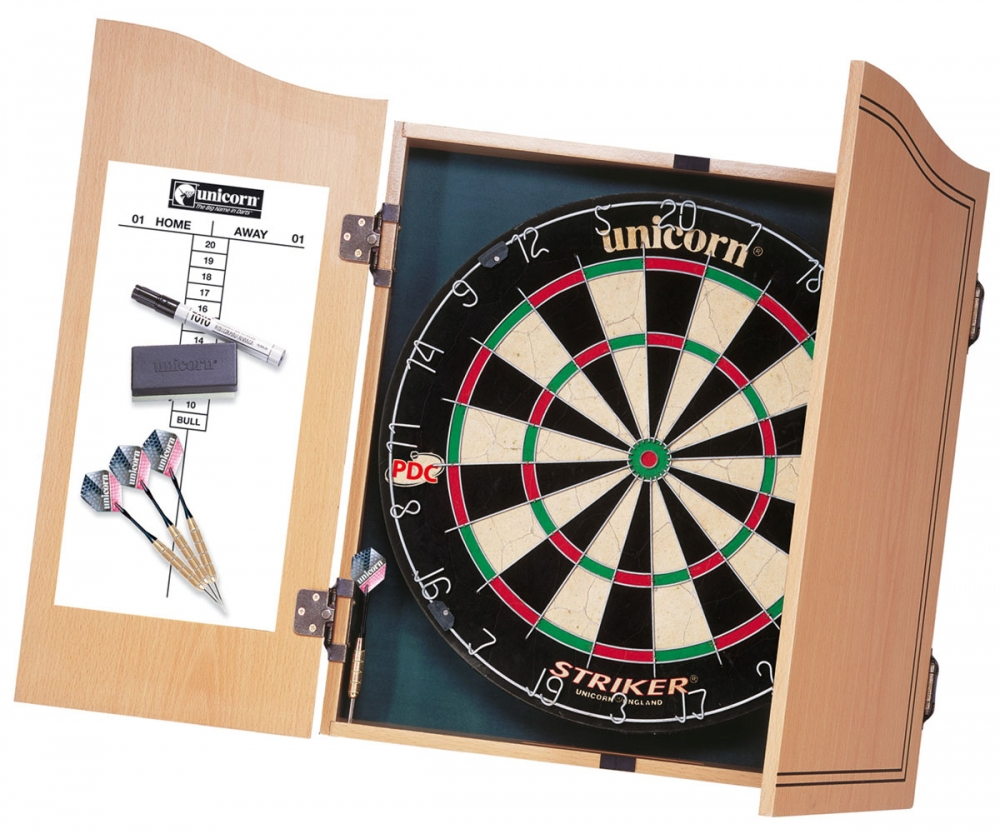 Unicorn Striker Home Dart Centre inc 2 Sets of Darts, Cabinet, Marker etc