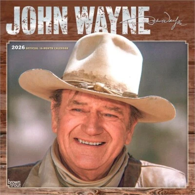 BROWNTROUT John Wayne OFFICIAL | 2026 12x24" Square Wall Calendar | Plastic-Free