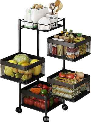 5 Ebenen Drehbar Küche Aufbewahrung Regal Gemüsewagen Wagen Regal Organizer