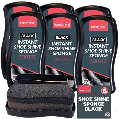 6er-Pack Instant Shoe Shine Schwamm schwarz | Leder Stiefel Politur Express Care Reinigung