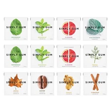 Simply Gum Plant-Based Organic Kosher Chewing Gum Variety 12 Pack (180 pieces)