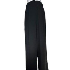 Vintage Women's High Waist Wide Leg Pleated Front Dress Pants Black 29 In Waist