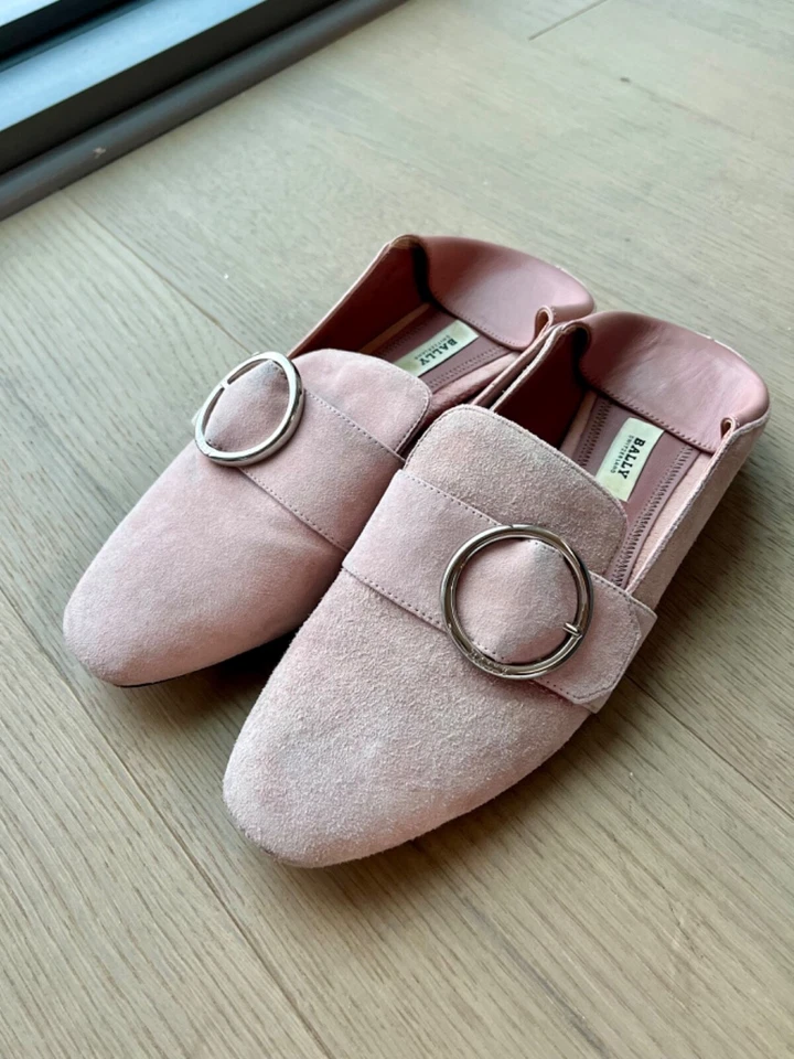 Mocasines Bally Rosa Gamuza con Hebilla Acento Talla EU 39