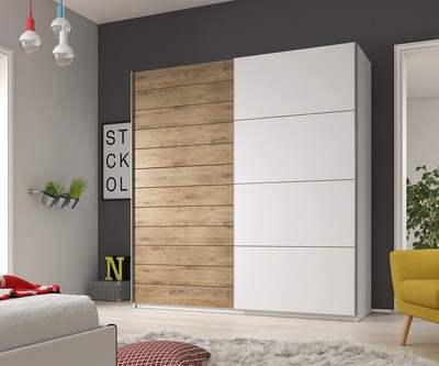 Large Wardrobe Sliding Doors Gary S Rail Shelves Big Closet 200cm