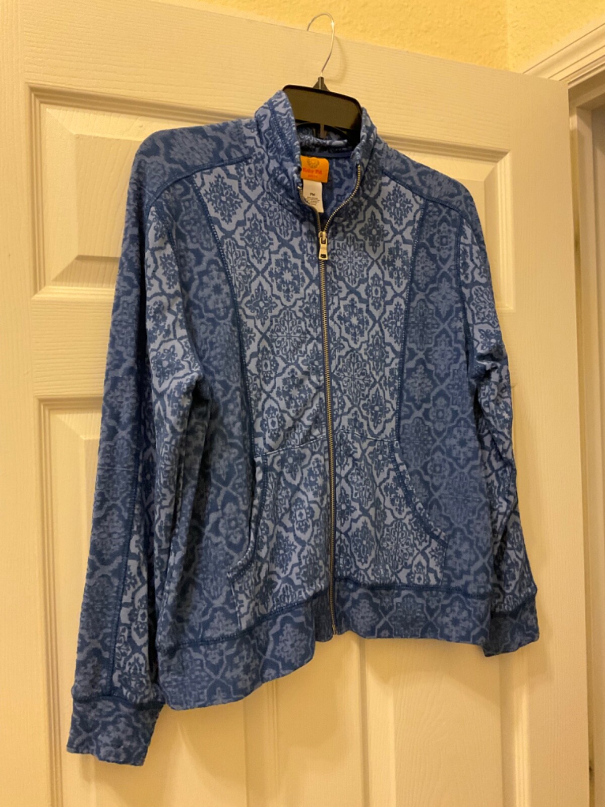 Ruby Rd. Activewear Jacket Blue Print Pockets Ful… - image 1