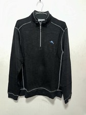 NWT Tommy Bahama Black Tobago Bay Half Zip Sweater Sweatshirt Sz M Retail 118
