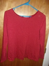 WOMAN'S  LIZ CLAIBOURNE STRIPED RUST COLORED SHIRT LONG SLEEVE SIZE MEDIUM