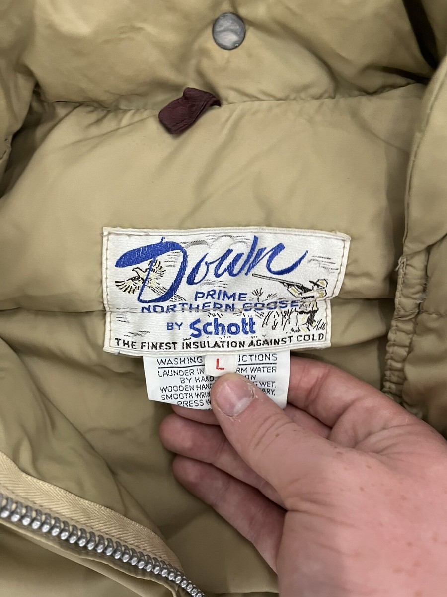 Vintage Prime Northern Goose By Schott Down Tan Puffer Jacket 